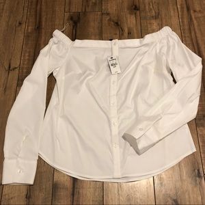 Express NWT Off Shoulder Button Down Blouse